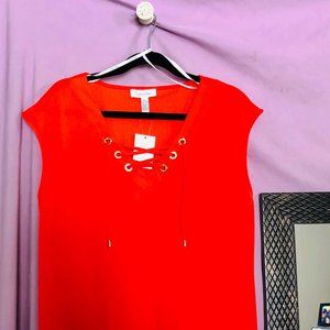 Calvin Klein Sleevless Blouse Blood Orange XL